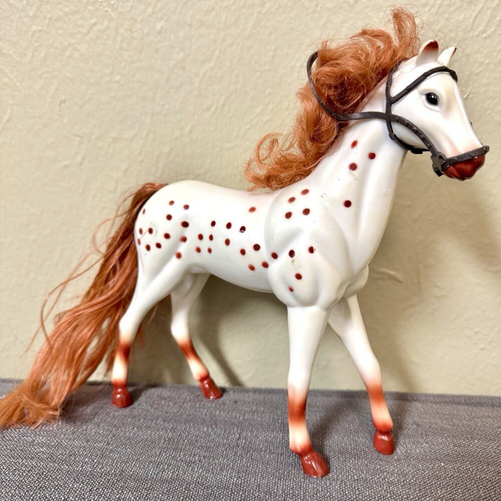 Vintage Kid Kore 1994 8” Horse White Spotted Brown Hair With Mouth Bridle